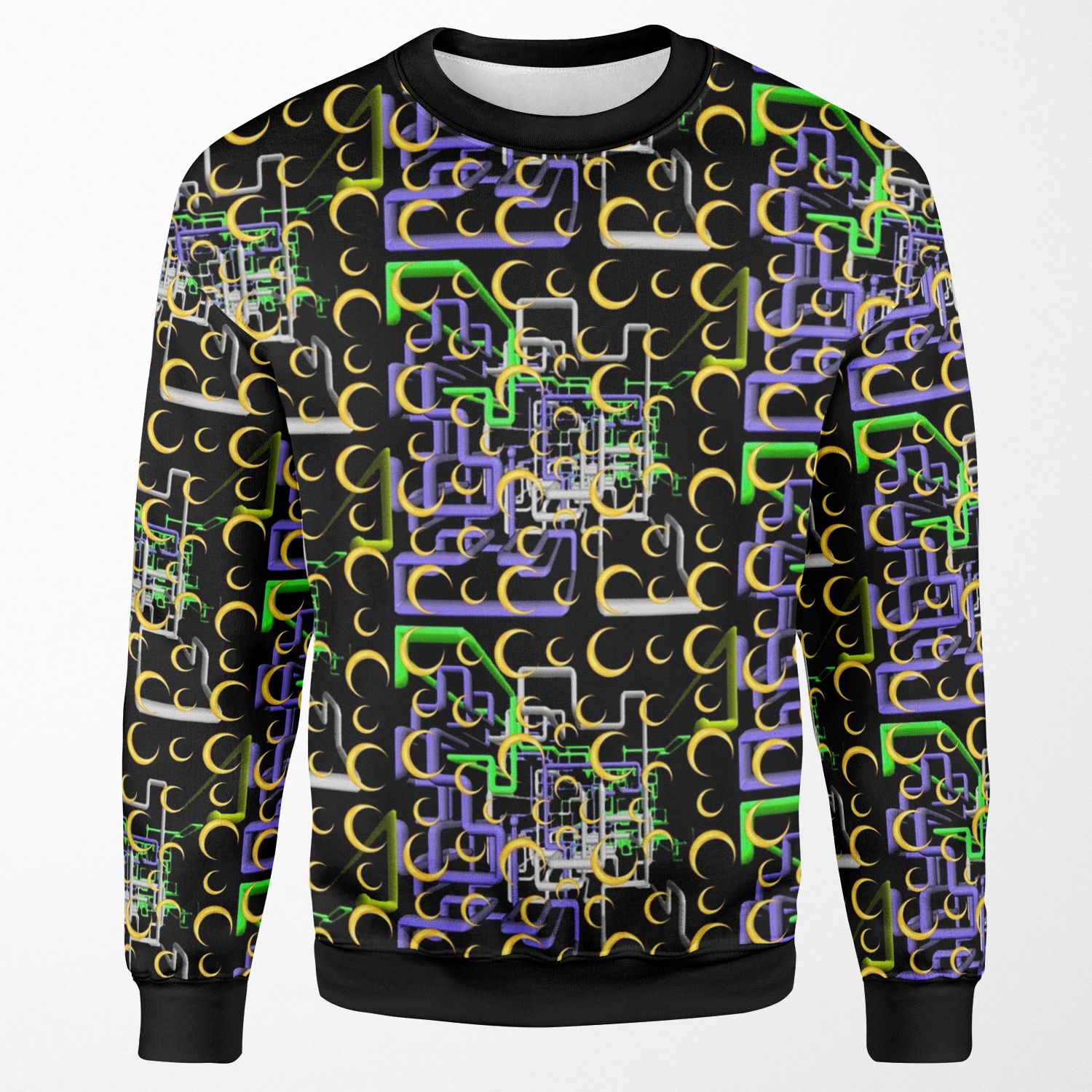Dan Flashes Pattern Cool Tim Robinson 17 Yellow Green White And Purple All-over-print Unisex Sweatshirt