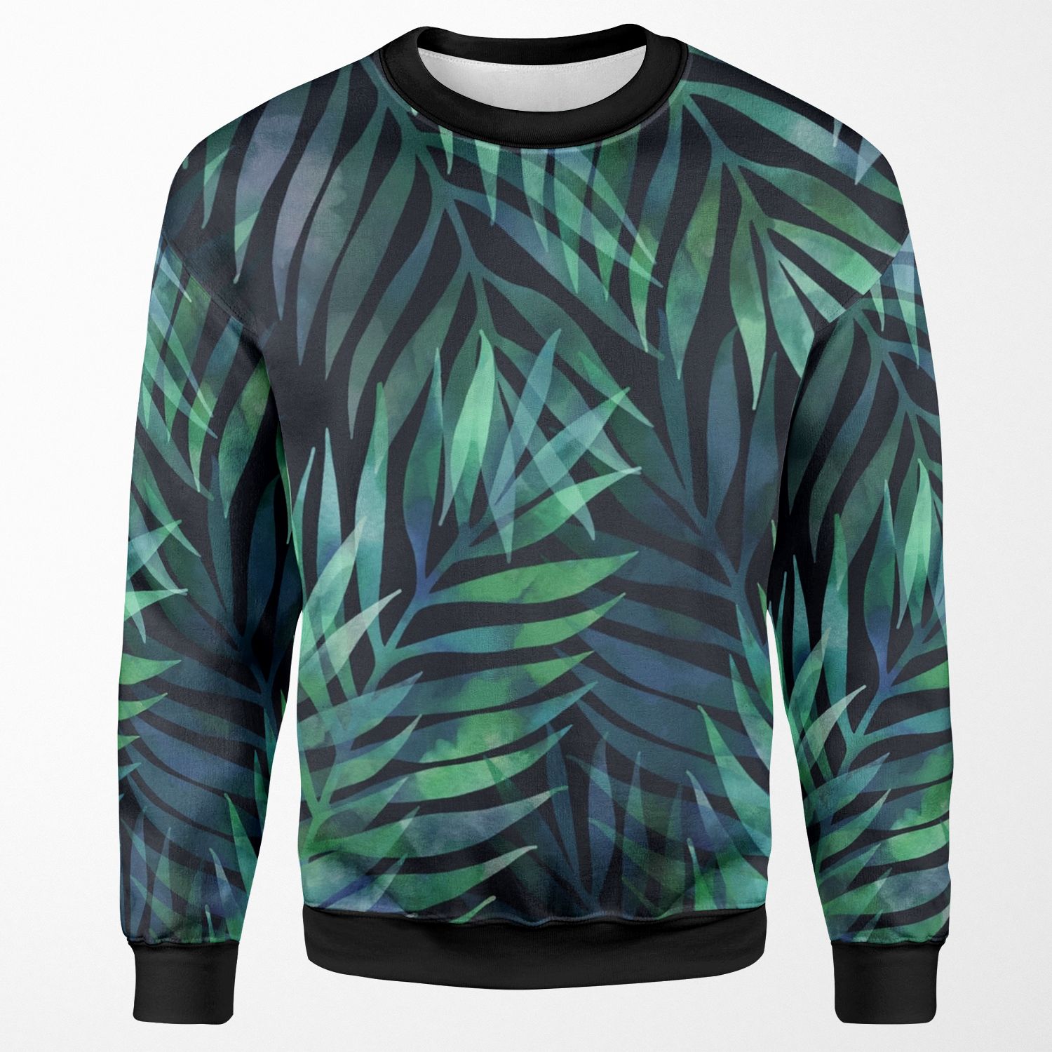 Dark Green Palms Leaves Pattern All-over-print Unisex Sweatshirt
