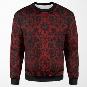 Dark Red And Black Damask Pattern All-over-print Unisex Sweatshirt
