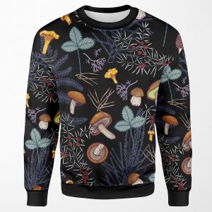 Dark Wild Forest Mushrooms All-over-print Unisex Sweatshirt