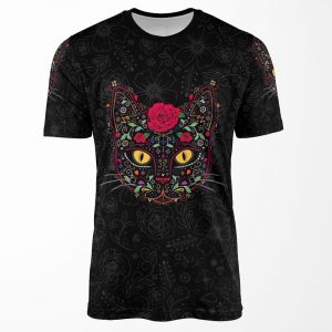 Day Of The Dead Kitty Cat Sugar Skull All-over-print T-shirt
