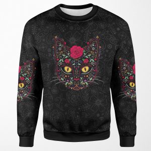 Day Of The Dead Kitty Cat Sugar Skull All-over-print Unisex Sweatshirt