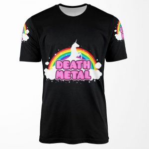 Death Metal Funny Unicorn Rainbow Mosh Parody Design All-over-print T-shirt