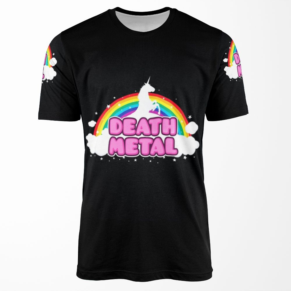 Death Metal Funny Unicorn Rainbow Mosh Parody Design All-over-print T-shirt