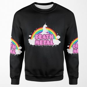 Death Metal Funny Unicorn Rainbow Mosh Parody Design All-over-print Unisex Sweatshirt