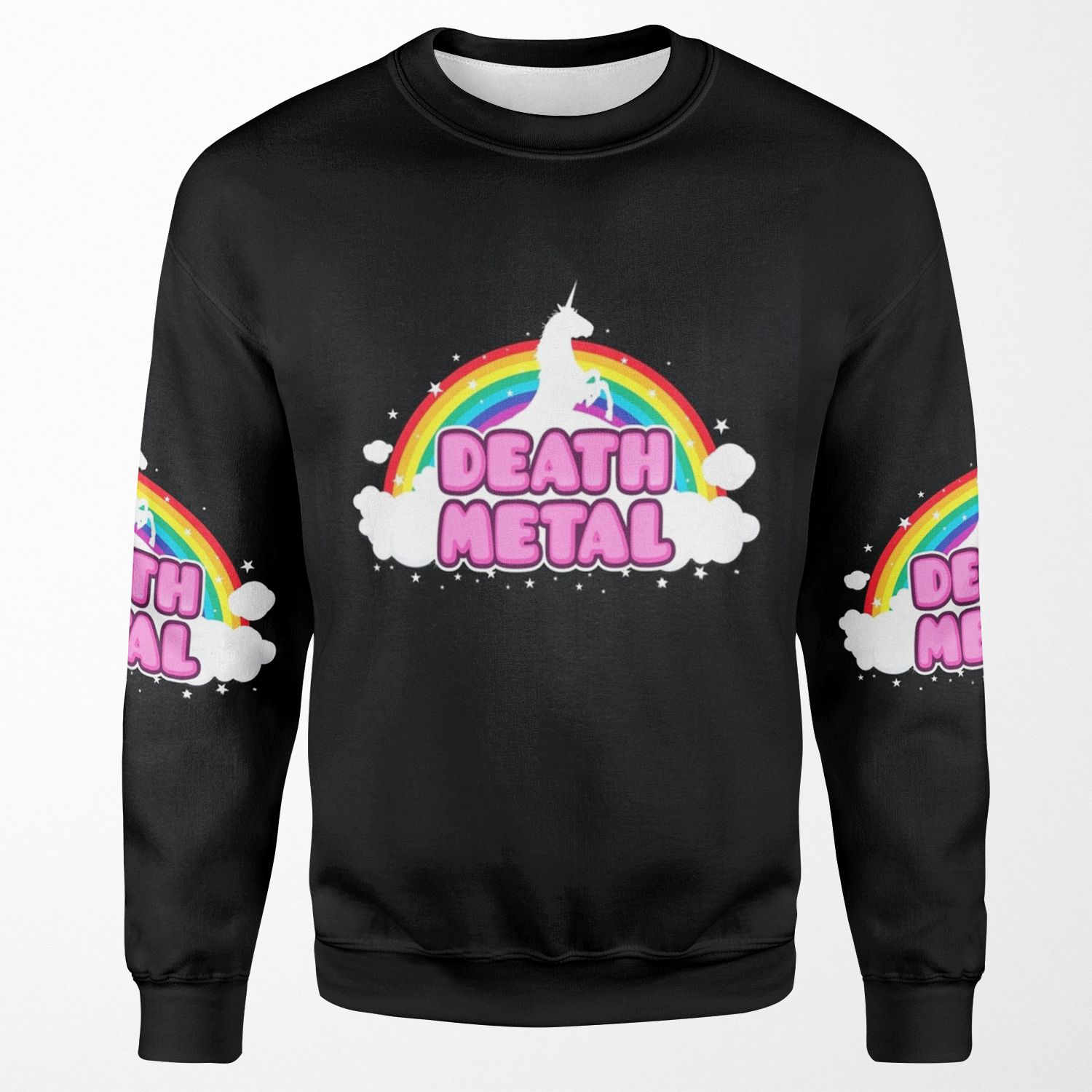 Death Metal Funny Unicorn Rainbow Mosh Parody Design All-over-print Unisex Sweatshirt