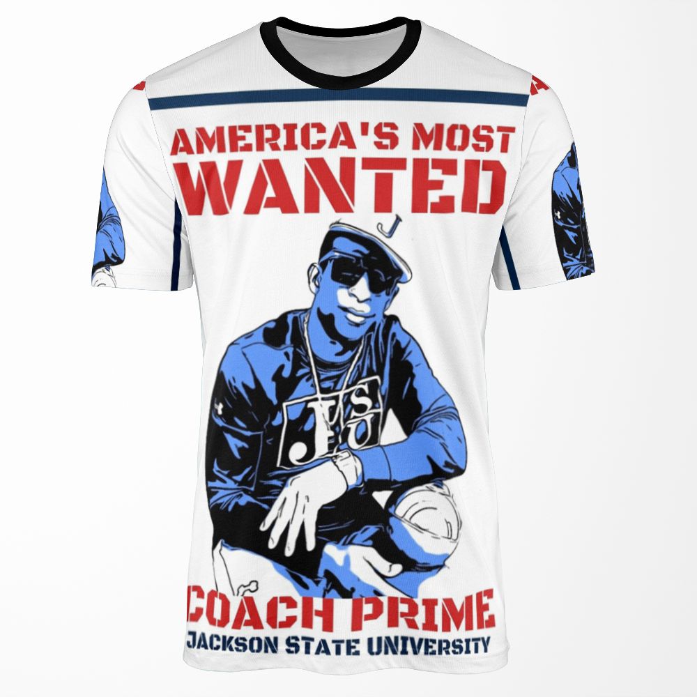 Deion Coach Prime Sanders Jackson State University Jsu Football All-over-print T-shirt