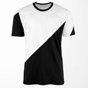 Diagonal Half White And Black All-over-print T-shirt