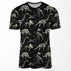 Dinosaur Fossils In Black All-over-print T-shirt