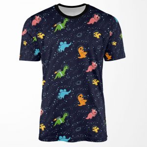 Dinosaurs In Space Pattern All-over-print T-shirt