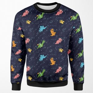 Dinosaurs In Space Pattern All-over-print Unisex Sweatshirt