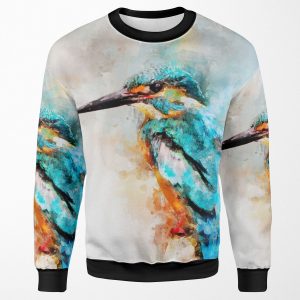 Dramabite Watercolor Kingfisher All-over-print Unisex Sweatshirt