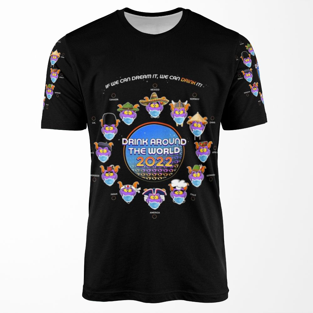 Drink Around The World 2022 Masked All-over-print T-shirt