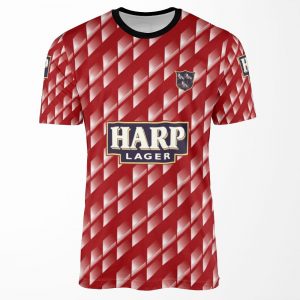 Dundalk Football Club In Black And White Retro 1990 91 Away Shirt All-over-print T-shirt