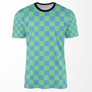 Earthbound Blue And Teal Checkerboard All-over-print T-shirt