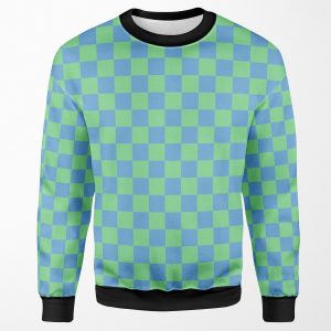 Earthbound Blue And Teal Checkerboard All-over-print Unisex Sweatshirt