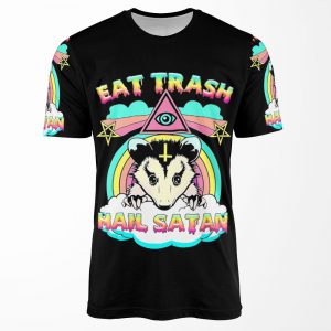 Eat Trash Hail Satan Raccoon Pentagram Satanic Garbage Gang All-over-print T-shirt