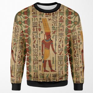 Egyptian Amun Ra Amun Re Ornament On Papyrus All-over-print Unisex Sweatshirt
