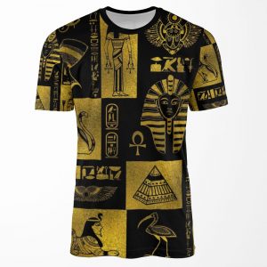 Egyptian Gold Hieroglyphs And Symbols Collage All-over-print T-shirt