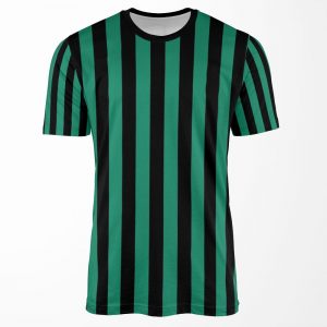 Elf Green And Black Stripes Vertical Medium Stripes All-over-print T-shirt