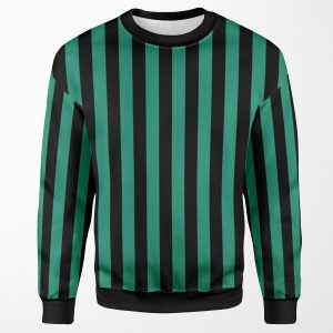 Elf Green And Black Stripes Vertical Medium Stripes All-over-print Unisex Sweatshirt