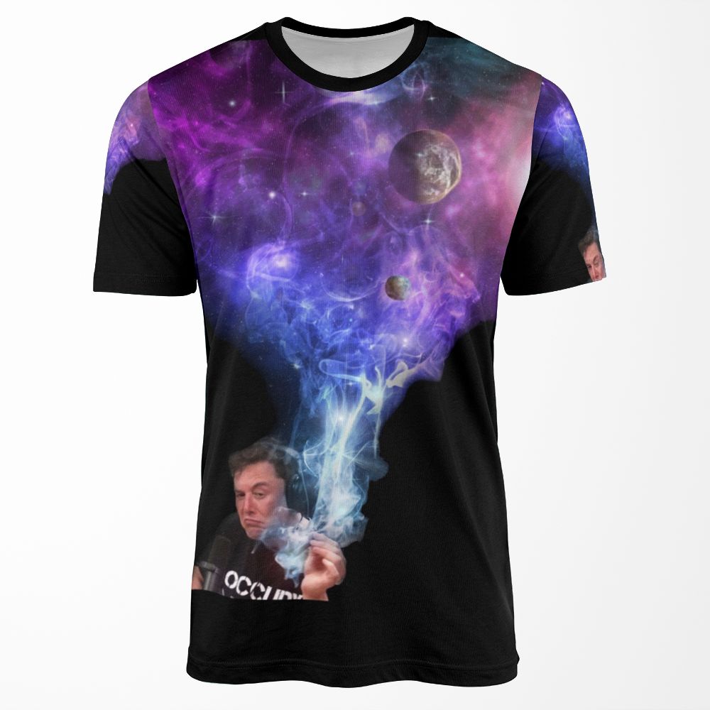 Elon Musk Smoking Outerspace Weed All-over-print T-shirt