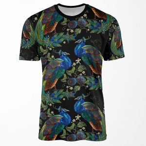 Embroidery Peacocks All-over-print T-shirt