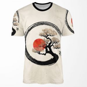 Enso Circle And Bonsai Tree On Canvas All-over-print T-shirt