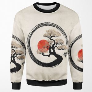 Enso Circle And Bonsai Tree On Canvas All-over-print Unisex Sweatshirt