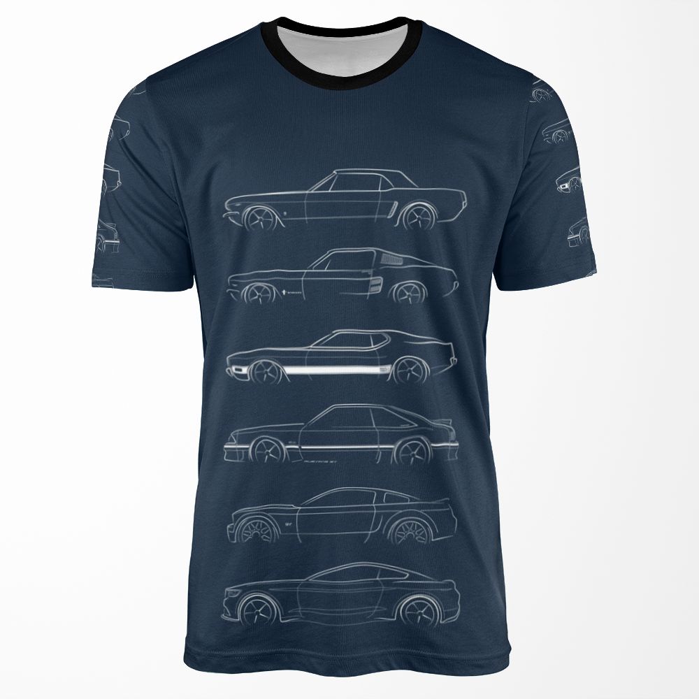 Evolution Of The Ford Mustang All-over-print T-shirt