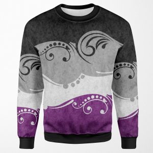 Fancy Swooped And Swirled Asexual Pride Flag Background All-over-print Unisex Sweatshirt