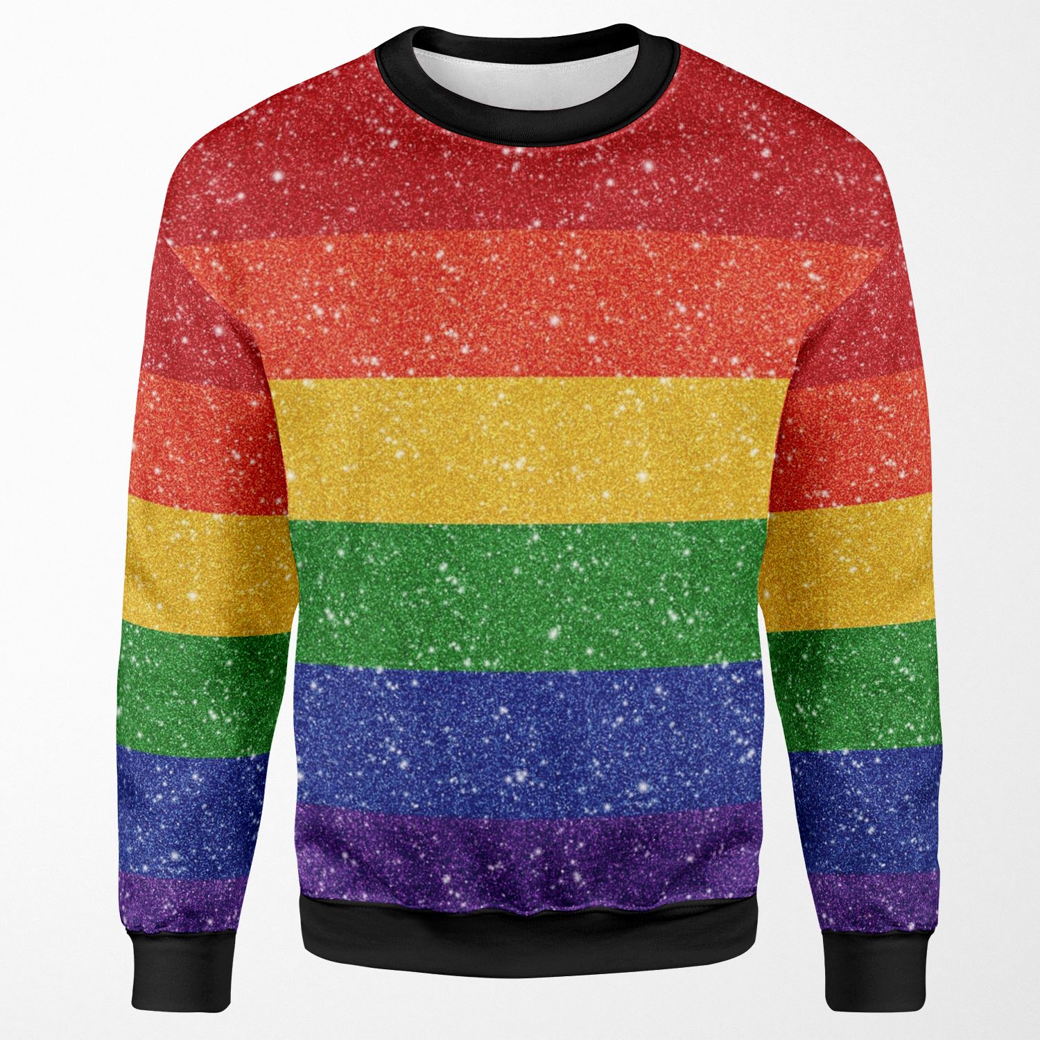 Faux Glitter Lgbtq Pride Rainbow Flag Background All-over-print Unisex Sweatshirt