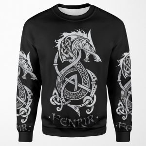 Fenrir The Monster Wolf Of Norse Mythology Gray All-over-print Unisex Sweatshirt