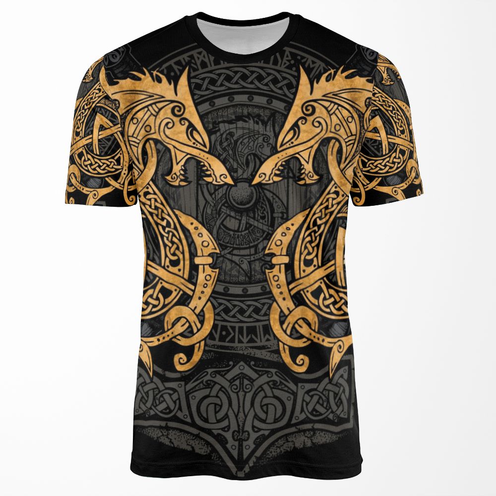 Fighting Fenrir Gold All-over-print T-shirt
