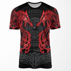 Fighting Fenrir Red All-over-print T-shirt