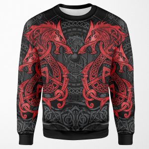 Fighting Fenrir Red All-over-print Unisex Sweatshirt