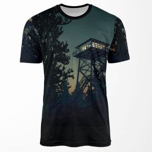 Firewatch Nighttime Art Design 4K All-over-print T-shirt
