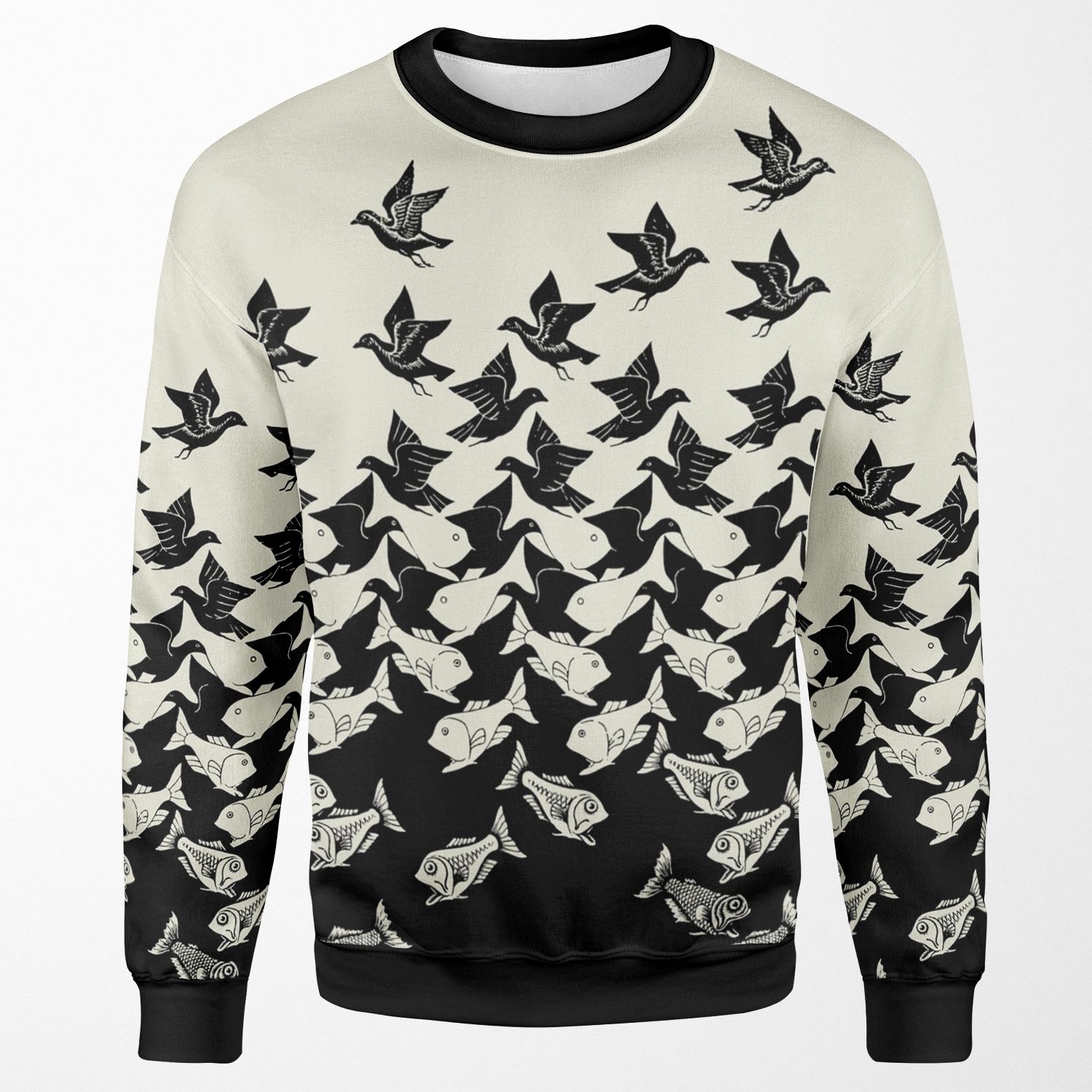 Fish And Birds Art Deco Tessellation All-over-print Unisex Sweatshirt