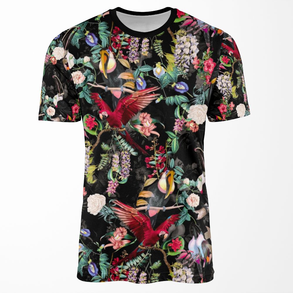 Floral And Birds Ix All-over-print T-shirt