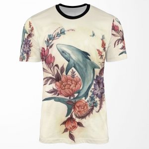 Floral Shark All-over-print T-shirt