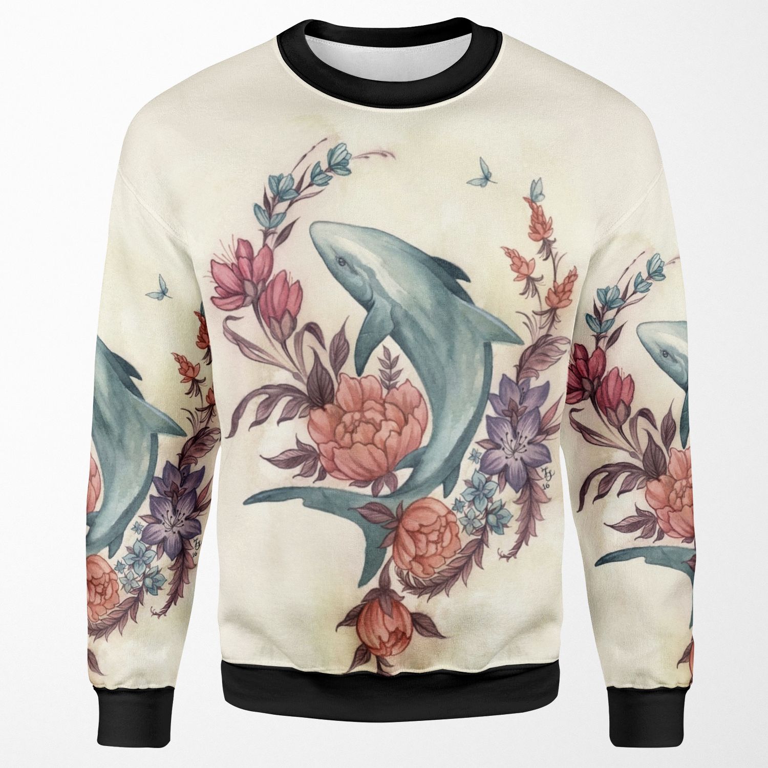 Floral Shark All-over-print Unisex Sweatshirt