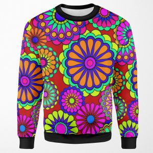 Flower Power Retro Style Hippy Flowers All-over-print Unisex Sweatshirt