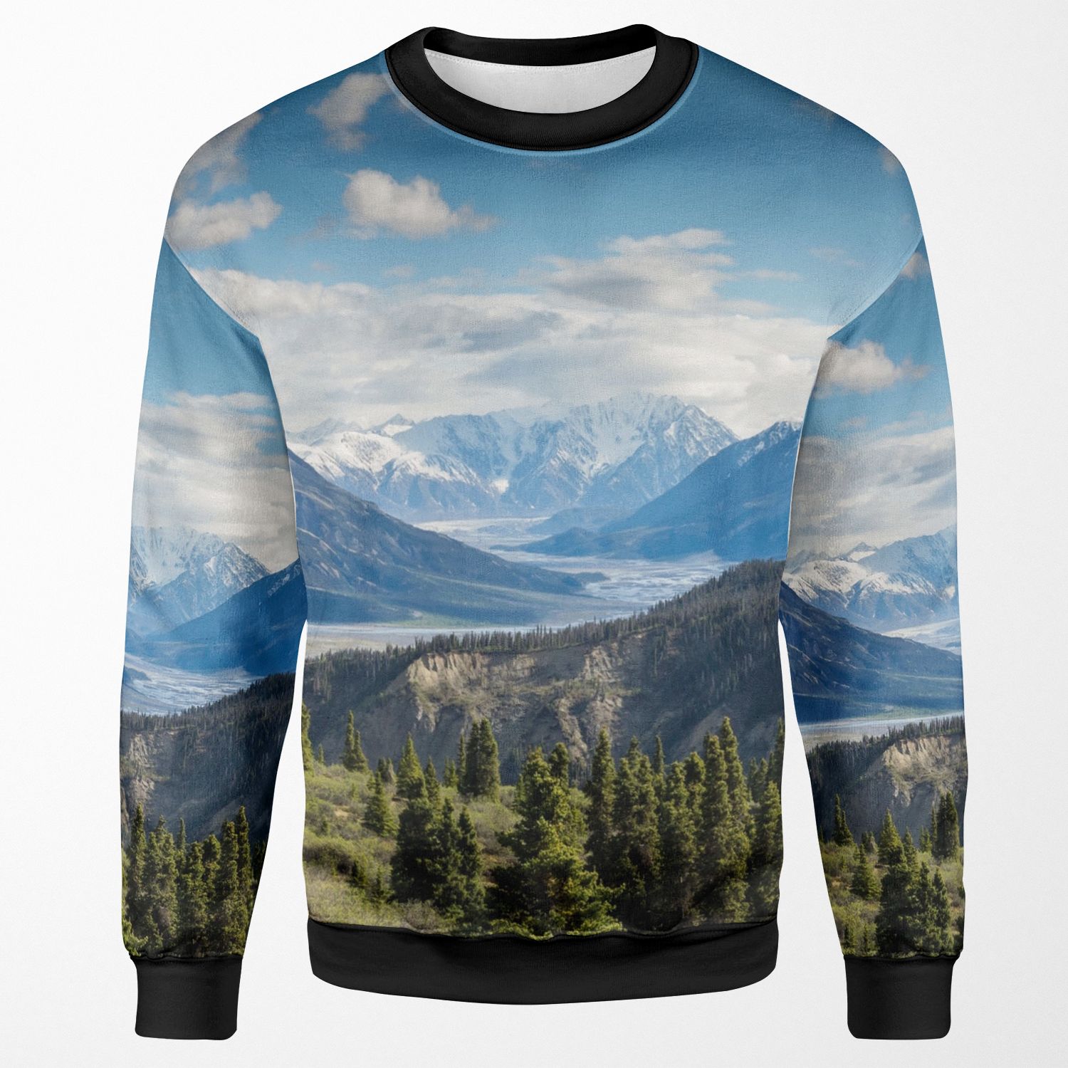 Forest Mountains River National Park Nature Photography Wall Art All-over-print Unisex Sweatshirt