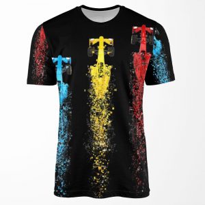 Formula 1 Cars Racing And Disintegrating All-over-print T-shirt