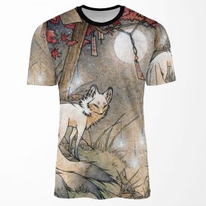 Fox And Wisps Teakitsune Fox Yokai All-over-print T-shirt