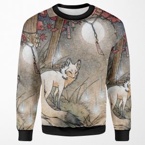 Fox And Wisps Teakitsune Fox Yokai All-over-print Unisex Sweatshirt