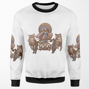 Freya Driving Her Cat Chariot All-over-print Unisex Sweatshirt