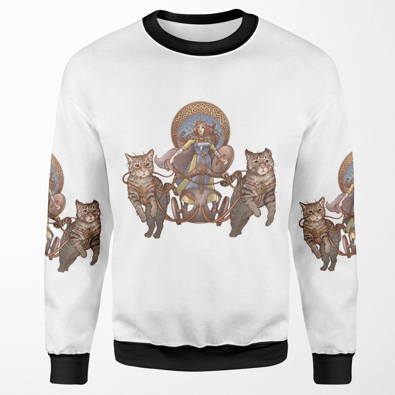 Freya Driving Her Cat Chariot All-over-print Unisex Sweatshirt