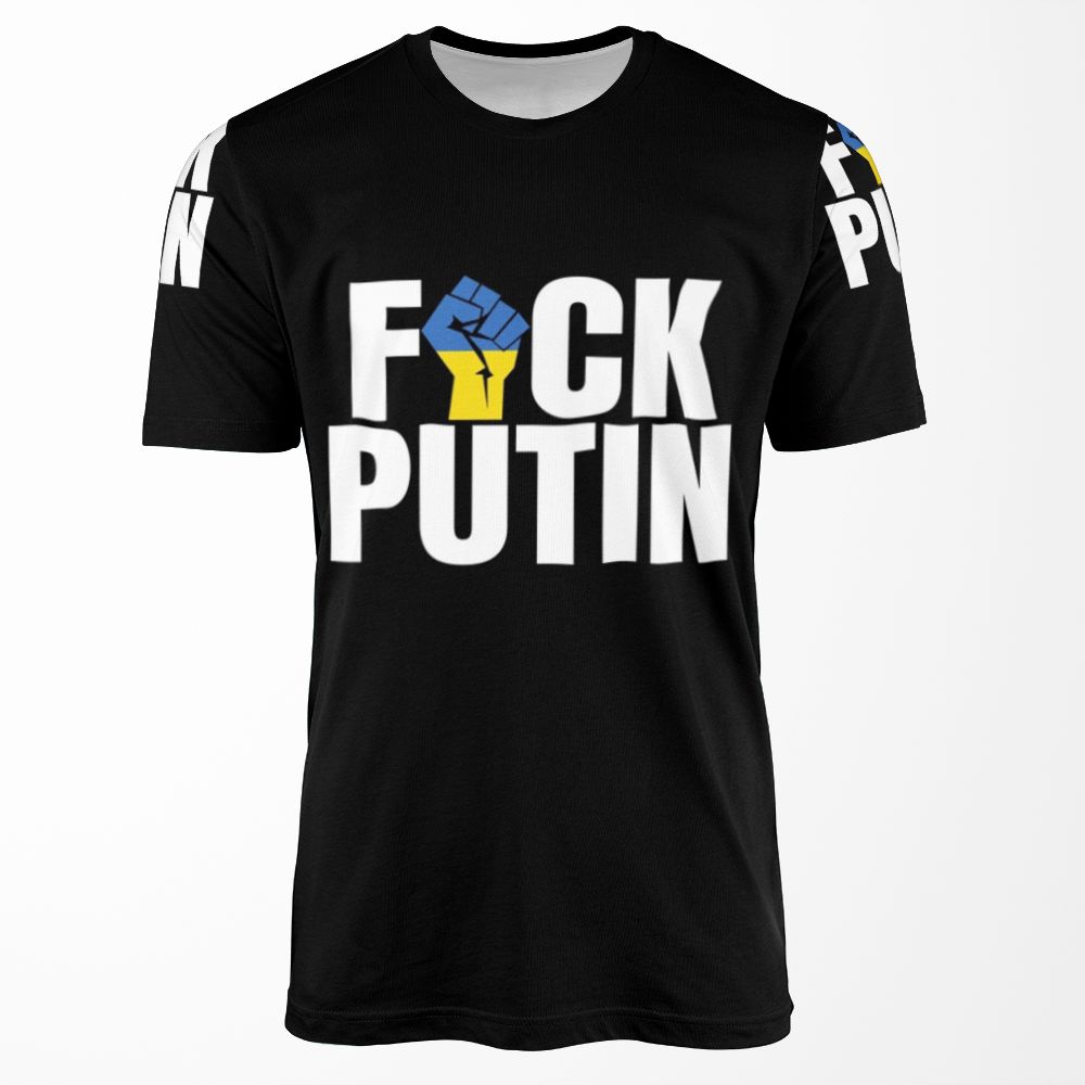 Fuck Putin Ukraine Flag Fist Shirt Ukraine Strong All-over-print T-shirt