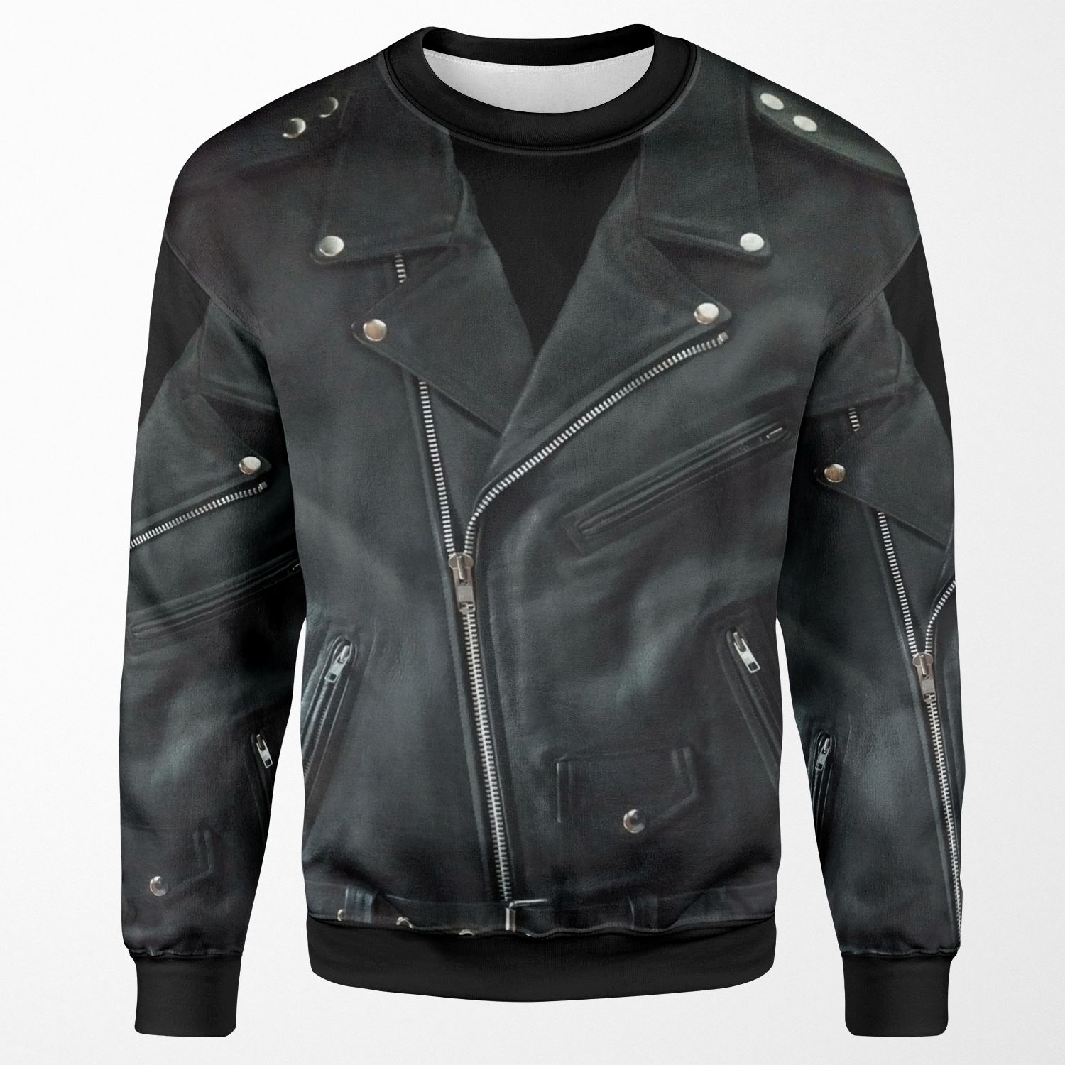 Full Leather Jacket On Black All-over-print Unisex Sweatshirt